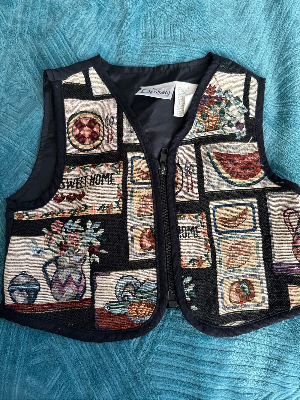 Toddler tapestry Patchwork Vest in Black and Multicolor